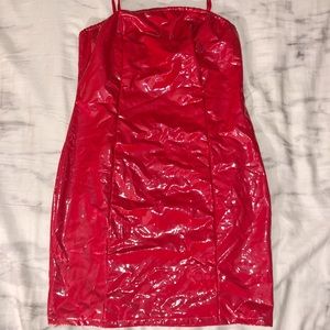 Fashion Nova Latex Dress - Red